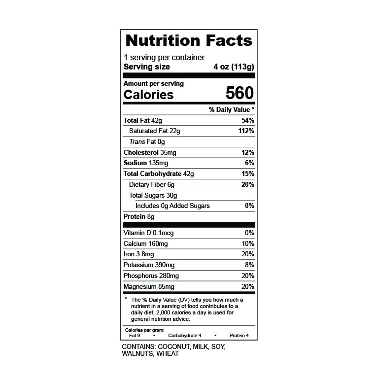 Dream Bar Bites nutrition facts