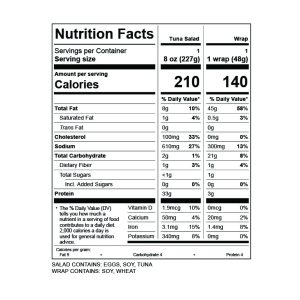 Tuna Salad Tomato Basil Wrap Nutrition Facts