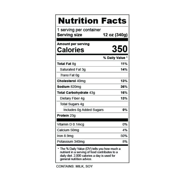 Curry Chicken and Vegetables nutrition facts