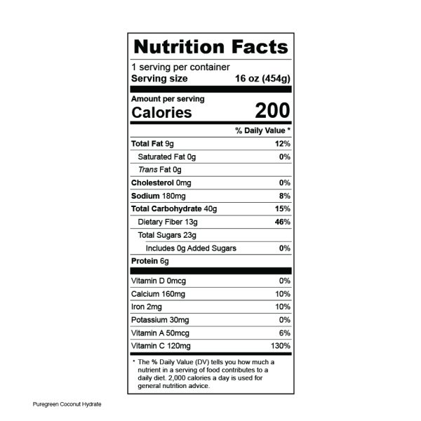 Pure Green Coconut Hydrate Nutrition Facts