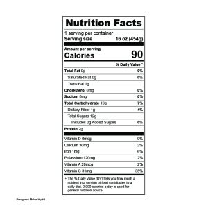 Pure Green Melon Hydr8 Nutrition Facts