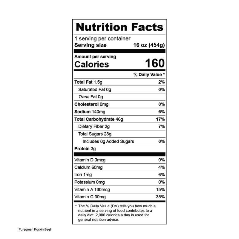 Pure Green Rockin Beet Nutrition Facts