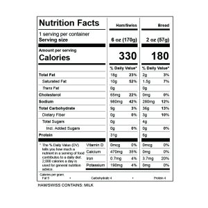 Black Forest Ham & Swiss nutrition facts