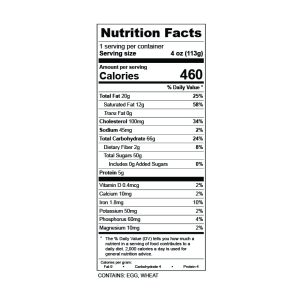 Brownie Bites nutrition label