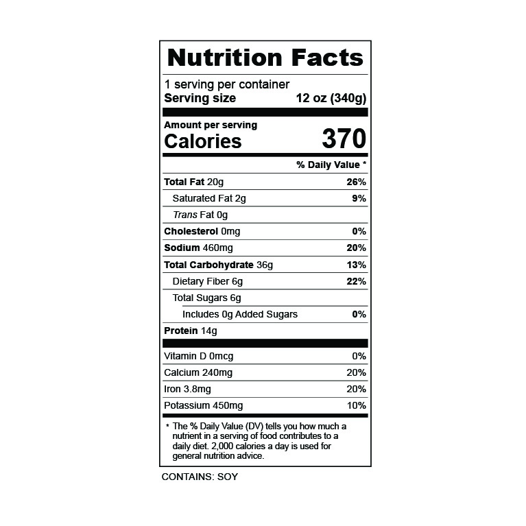 Malaysian Tofu Noodles nutrition facts