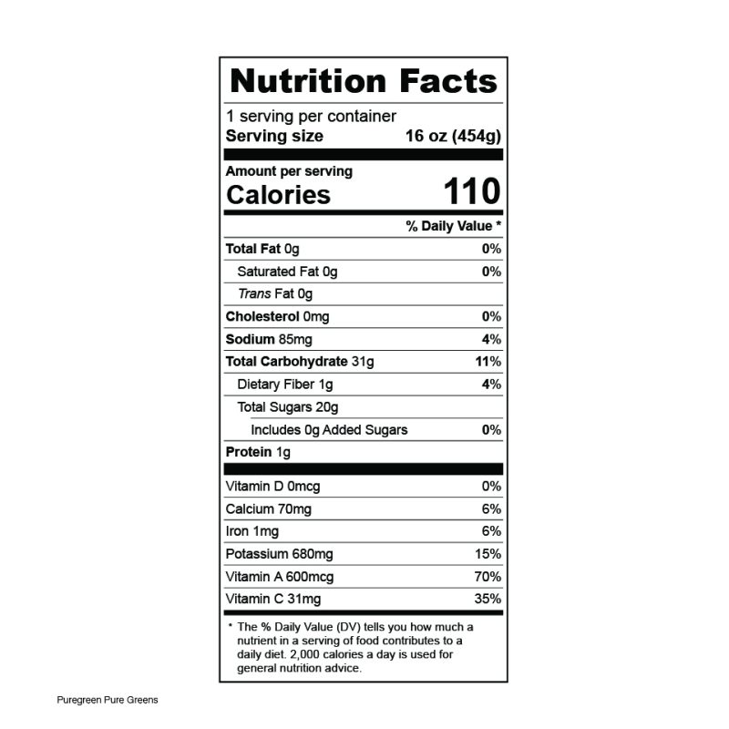 Pure Green Pure Greens Nutrition Facts