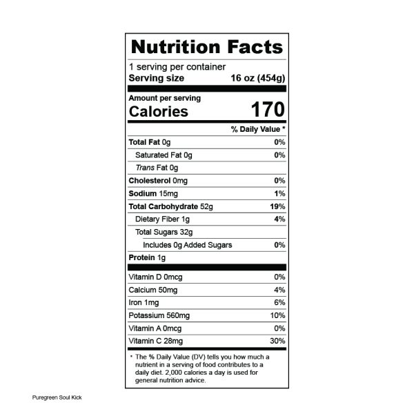 Pure Green Soul Kick Nutrition Facts
