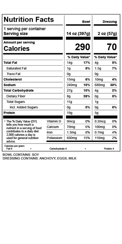 blackened chicken bowl nutrition facts